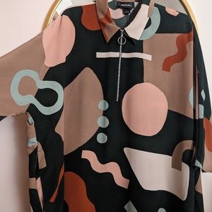 Monki Shirt Dress in Fun Pattern - L